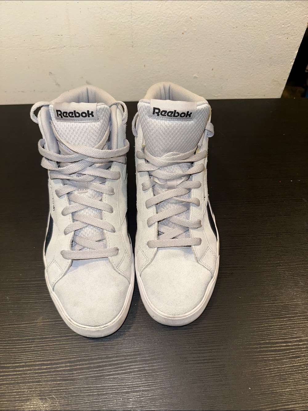 Reebok Gray and Black Mid-Top Sneakers